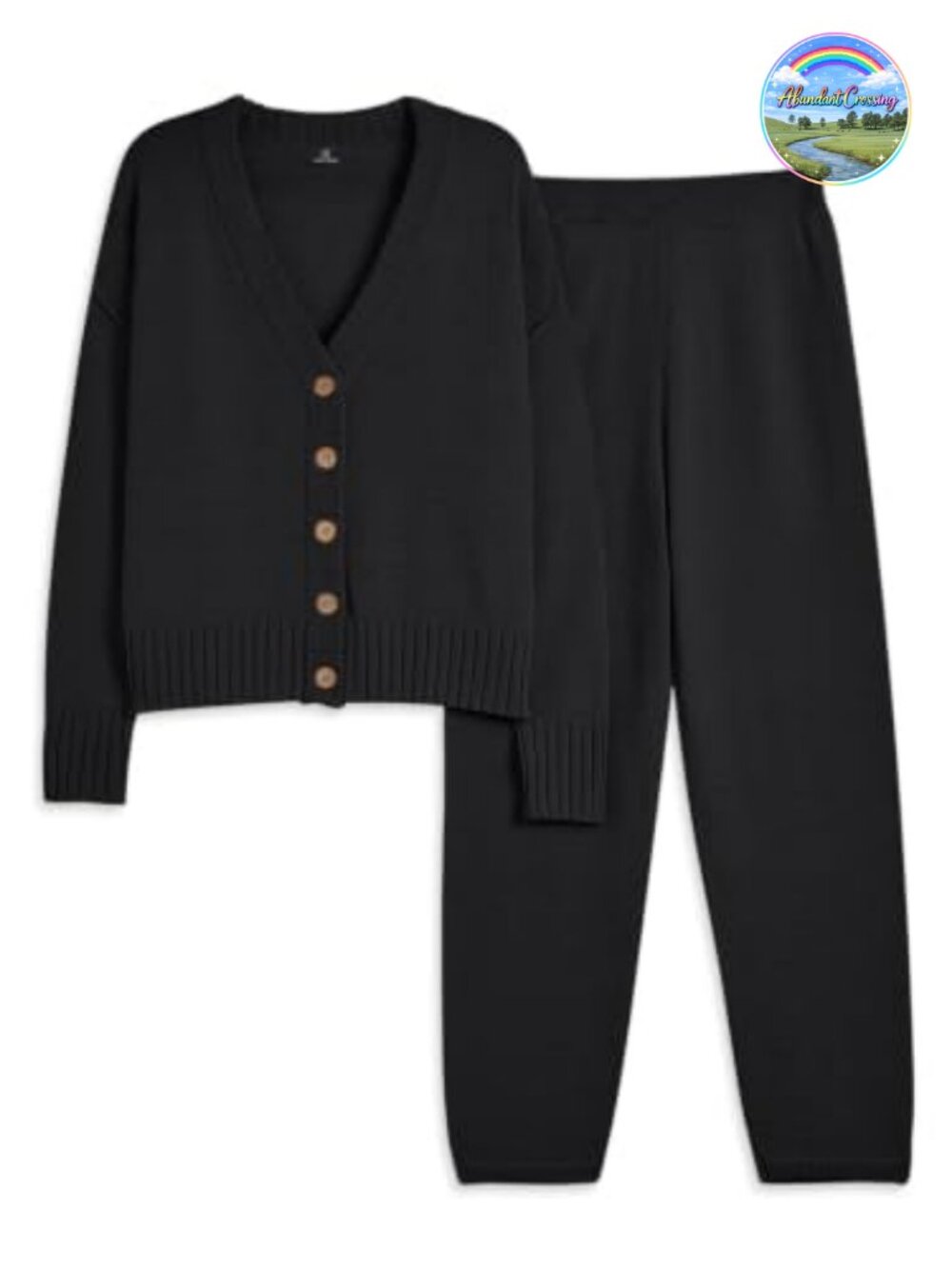 LILLUSORY 2 Piece Sweater Lounge Set Oversized Cardigan Tapered Pants Acrylic